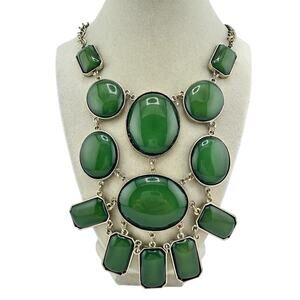 Maximalist Millennial Bold Green Acrylic Gold ToneStatement 22” Necklace